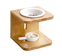DAKLUNAR Lampe parfumée pour huiles essentielles, lampe parfumée en céramique et bambou, bougie chauffe-plat avec cuillère à bougie chauffe-plat, bougeoir, réchaud pour huiles essentielles, huile