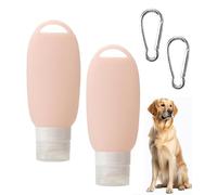 DAKLUNAR Lot de 2 tubes de nourriture pour chien - 90 ml - Tubes à remplir pour chien - Avec mousqueton - Nourriture humide - En silicone - Bouteilles de voyage pour animaux de compagnie - Pour