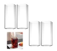 DAKLUNAR Lot de 4 verres à eau transparents de 400 ml - Verres à eau carrés - Verres à long drink élégants pour eau, jus, bière, cocktails, boissons, fêtes, design moderne
