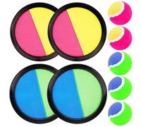 DAKLUNAR Raquette de Plage, Jeu Catch Ball et Toss, 4 Pagaies et 5 Balles, Balles Raquette Scratch Jeux, Enfants Lancer Catch Ball Jouet Jeu Ensemble pour Jardin Extérieur Cour Piscine Plage