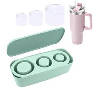 DAKLUNAR Stanley Cup Ice Mold, Vert Bac à glaçons en silicone pour tasse Stanley, bacs à glaçons à 3 cylindres creux, bac à glaçons en silicone avec couvercle, accessoires pour glaçons de 20-40 oz