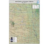 Dakota and Nebraska Physical Poster Map - 58,3 x 41,5 cm - Papier laminé