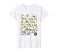 Dakota du Nord, États-Unis, Cartes, icônes T-Shirt Graphique avec Valeur