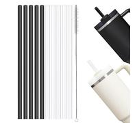 Dakoufish Lot de 10 pailles de rechange noires et blanches pour gobelet Stanley Simple Molden de 887 ml, pailles réutilisables de 26,7 cm avec brosse, sans BPA, passent au lave-vaisselle (26,7 cm, 5