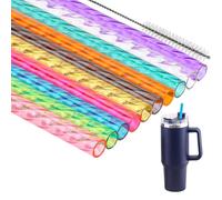 Dakoufish Lot de 10 pailles de rechange réutilisables de 33 cm, 10 couleurs pour gobelets Stanley de 1,8 l, 1,2 l, 880,5 g, pailles en spirale en plastique pour accessoires de tasse Stanley, lot de 10
