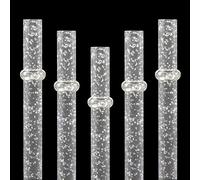 Dakoufish - Lot de 12 pailles réutilisables à paillettes - En plastique transparent - Sans bisphénol A - Longueur : 22,8 cm 11 inch claire