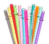Dakoufish Lot de 12 pailles réutilisables en plastique transparent de 22,9 cm pour bocaux Mason de 340,2 g, 473,6 g, pailles de rechange avec brosse de nettoyage (22,9 cm, 12 couleurs)