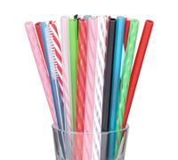 Dakoufish Lot de 22 pailles réutilisables en plastique de 17,8 cm avec une brosse de nettoyage, passent au lave-vaisselle, parfaites pour les cocktails, le lait, le jus, le thé (17,8 cm, mélange de