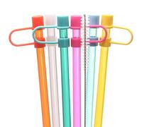 Dakoufish Lot de 6 pailles avec capuchon pour gobelet Stanley de 40 oz de remplacement, paille réutilisable en plastique de 30 cm avec embouts bouchons et brosse, parfait pour les accessoires de