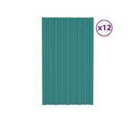 Dakpanelen 12 st 80x45 cm gegalvaniseerd staal groen317199