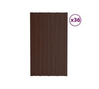 Dakpanelen 36 st 80x45 cm gegalvaniseerd staal bruin317206