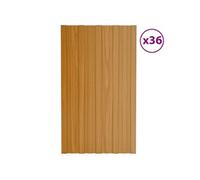 Vidaxl Panneaux De Toiture 36 Pcs Acier Galvanisé Bois Clair 80x45 Cm