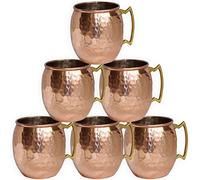 DakshCraft ® Cuivre Moscow Mule Tasse martelé Néerlandais Style laqué Finition, Set de 6 Tasses