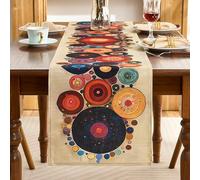 DakTou Chemin de Table Boho Chic à Motifs Pois en Mélange Coton-Lin 33x183cm, Nappes Rectangulaire Lavable, Table Runner Bohème Champetre pour la Decoration des Tables de Restaurant et Basses Salon