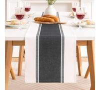 DakTou Chemin de Table Gris Foncé Bande Moderne en Mélange Coton-Lin 40x90cm, Nappes Rectangulaires Champetre, pour la Décoration des Tables de Restaurant Basses Consoles et Table de Jardin Extérieur