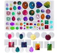 Dakuan Lot de 20 moules en résine de silicone pour la fabrication de bijoux, 5 styles de pendentifs avec trous de suspension et grands cabochons pour la fabrication de résine, époxy, cire, savon