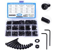 DAKUO Assortiment de 702 vis métriques M3, tête à six pans creux, boulons et écrous avec clé Allen, M3 x 4/5/6/8/10/12/14/16/18/20/25/30 mm, alliage d'acier de qualité 12,9