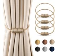 Dalababa 4 Pièces Embrasse pour Rideaux, Magnétique Attache Rideaux, Retenues de Draperie de 47 cm, Cordes à Rideaux pour Maison Bureau - Beige