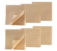 Dalababa Lot de 6 paquets de notes adhésives en papier kraft, 75 x 75 mm, 80 feuilles/bloc, notes adhésives lignées pour bureau, étude, usage quotidien - Kraft