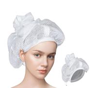 DALAETUS 2 Pièces Blanc Bonnet en Filet Set pour Cheveux Bouclés, Bonnet en Filet avec Cordon de Serrage, Casquette Réglable en Filet pour Sécher Les Cheveux Femme