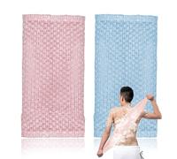 DALAETUS 2 Pièces Gommage du Japonais Set, Serviette Exfoliant pour Le Dos, Débarbouillettes pour Homme Femme (Bleu Rose)