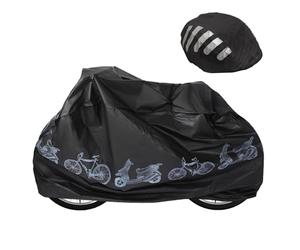 DALAETUS 2 Pièces Housse de Vélo Kit, Housse de Protection Housse de Casque, Bâche de Protection Vélo, Bâche de Vélo Stockage Extérieur, Imperméable, Anti-pluie, Anti-neige, Protection UV