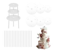 DALAETUS 24 Pièces Support Gateau avec Plateau Gateau Set, Réutilisable Dowels pour Gateau pour Gâteaux à Étage, Support Gateau pour la Construction et le Soutien des Gâteaux à Étages (Transparent)