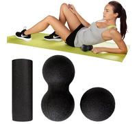 DALAETUS 3 Pièces Balle de Massage Kit, Rouleau de Massage Fascia, Boule de Massage pour Colonne VertéBrale, Pieds, Dos, Cou- 1*Balle de Massage, 1*Twinball, 1*Rouleaux