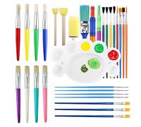 DALAETUS 30 Pièces Peinture Brosse, Pinceaux Enfants avec Palettes de Plateau, Pinceaux Ronds et Plats en Poils de pour Enfants, étudiants, Débutants, Artistes, Professionnel