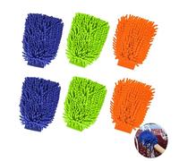 DALAETUS 6 Pièces Mitaine de Lavage Auto, Mitaine de Nettoyage Auto Double Face, Mitaine de Lavage Super Absorbant, Mitaine de Lavage Microfibre pour Le Nettoyage Auto (Bleu, Vert, Orange)