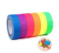 DALAETUS 6 Rouleaux Fluorescente Néon Ruban - UV Blacklight Ruban Adhésif Fluorescent Coloré - 15mmx5m Lumineux Ruban Adhésif Autocollant pour Décoration Murale de Scène, Fournitures de Fête, Enfants