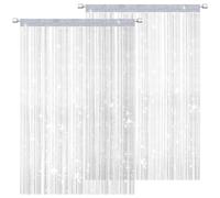 DALAETUS Kit de 2 Pièces Rideau de Porte, 100 x 200 CM à Cordes, Décoratif à Ficelles pour Diviser Pièce, Mariage, Noël, Chambre, Jardin (Blanc)