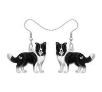 DALANE Acrylique Border Collie Chien Boucles D'oreilles Pendants Chiot Animaux Cadeaux pour Femmes Filles Enfants Amoureux Chiens (Noir)