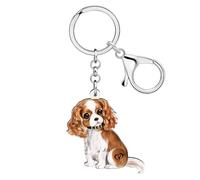 DALANE Acrylique Cavalier King Charles Spaniel Chien Porte-clés Chiot Animal de Compagnie Bijoux Cadeaux pour Femmes Filles Enfants Amoureux des Chiens Voiture Porte Clef (Marron)