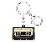 DALANE Acrylique Créatif 80s 90s Cassettes à bande Porte-clés pour Femmes Filles amateurs de musique Bijoux pour clés de voiture Charms (Beige)