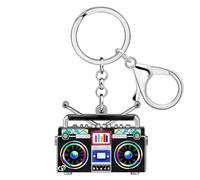 DALANE Acrylique Créatif 80s 90s Cassettes à bande Porte-clés pour Femmes Filles amateurs de musique Bijoux pour clés de voiture Charms (Noir)