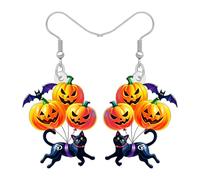 DALANE Acrylique Effrayant Halloween Chat Noir Potiron Boucles d'oreilles Cadeaux Étranges pour les Amoureux des Chats Femmes Filles Maman,Gothique Costumes de Vacances Bijoux Goth Gifts (Orange)