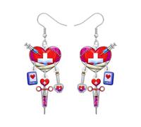 DALANE Acrylique Mignon Battement Cardiaque Seringue Infirmière Boucles D'oreilles Pendentifs Fun Électrocardiogramme Appréciation Bijoux pour les Femmes Filles Infirmières Semaine Médical Rn Cadeaux