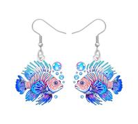 DALANE Acrylique Mignon Poisson Boucles d'oreilles Pendantes Cadeaux de Plage pour Femmes Filles Amoureux de la Plage, Funny Tropical Océan Animaux et Poisson Bol L'été Plages Bijoux (Bleu)