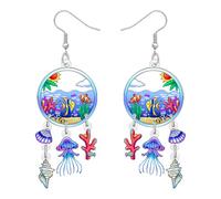 DALANE Acrylique Mignon Poisson Boucles d'oreilles Pendantes Cadeaux de Plage pour Femmes Filles Amoureux de la Plage, Funny Tropical Océan Animaux et Poisson Bol L'été Plages Bijoux (Colorée)