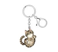 DALANE Acrylique Porte-clés Chat Mignon Tabby Clés de Voiture Portefeuille Chaton Porte-clés Animaux Cadeaux pour Femmes Filles Amoureux des Chats Accessoires (Marron)