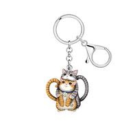 DALANE Acrylique Porte-clés Chat Mignon Tabby Clés de Voiture Portefeuille Chaton Porte-clés Animaux Cadeaux pour Femmes Filles Amoureux des Chats Accessoires (Jaune)