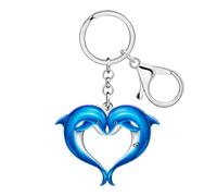 DALANE Acrylique Porte-clés Mignon Dauphin Clés de Voiture Portefeuille Sac Porte-clés Accessoires Cadeaux Océan Plage pour Femmes Filles Amoureux des Animaux (Marine)