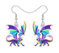 DALANE Boucles d'oreilles fantaisie en acrylique motif dragon mignon dinosaure accessoires bijoux cadeaux pour femme amoureux des animaux breloques, M, Acrylique, Pas de gemme