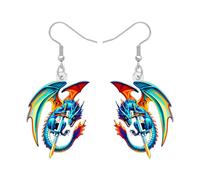DALANE Boucles d'oreilles fantaisie en acrylique motif dragon mignon dinosaure accessoires bijoux cadeaux pour femme amoureux des animaux breloques, M, Acrylique, Pas de gemme