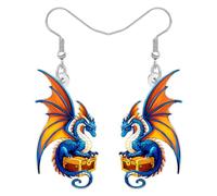 DALANE Boucles d'oreilles fantaisie uniques en acrylique motif dragon mignon dinosaure accessoires bijoux cadeaux pour femme amoureux des animaux breloques, Medium, Acrylique, Pas de gemme