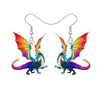 DALANE Boucles d'oreilles fantaisie uniques en acrylique motif dragon mignon dinosaure accessoires bijoux cadeaux pour femme amoureux des animaux breloques, M, Acrylique, Pas de gemme