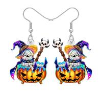DALANE Boucles d'oreilles pendantes effrayantes en acrylique pour femme, cadeau d'Halloween magique, citrouille, Jack O'Lantern, fantaisie, costumes de vacances, accessoires gothiques uniques, Medium