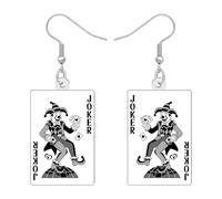DALANE Boucles d'oreilles pendantes en acrylique avec motif carte à jouer du joker, bijoux cadeaux pour femme, maman, breloques fantaisie clown de cirque, accessoires de jeu de casino, Moyen