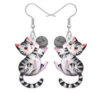 DALANE Boucles d'oreilles pendantes en acrylique avec motif chat tigré pour maman, accessoires pour femmes, amoureux des animaux, M, Acrylique Acier inoxydable, Pas de gemme